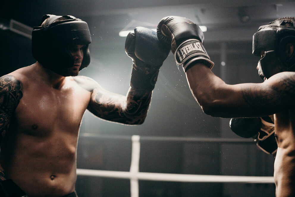 Bright photo of an empty boxing gym